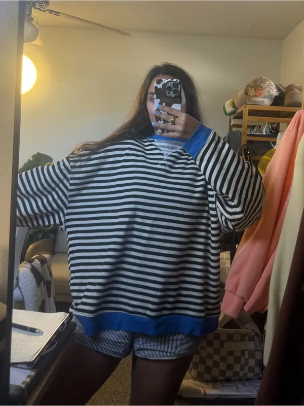 We The Free Classic Striped Oversized Crewneck Size small - Image 6