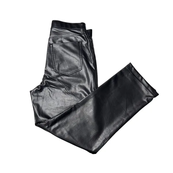 Abercrombie Curve Love 90s Straight Vegan Leather Pants High Rise Black 32 14R - Image 3