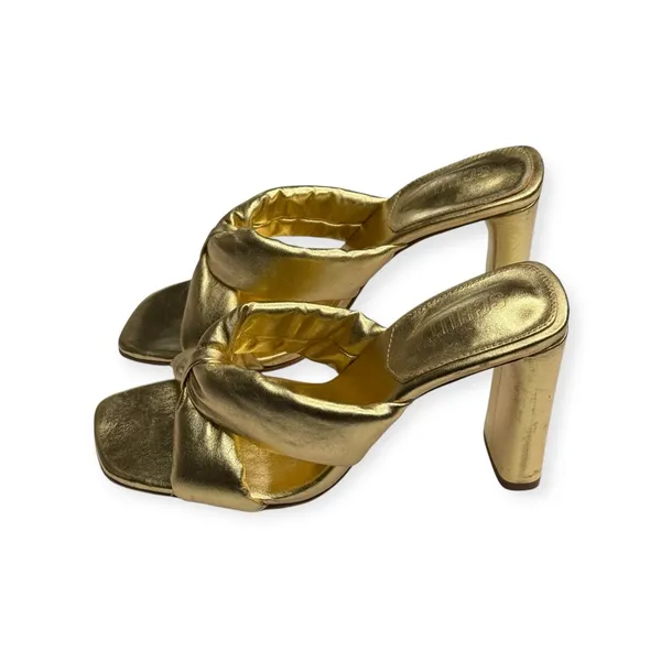 new Schutz 𒀭 Fairy High Heeled Sandal 𒀭Metallic Gold Shimmer Leather 𒀭 7.5M 𒀭 - Image 7