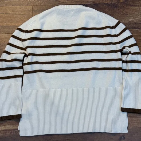 Hatch Maternity Merino Wool Striped Sweater Cream Brown Size 0 - Image 6