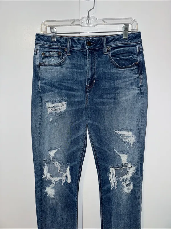American Eagle High Rise Slim Jeans Distressed Women’s 8 - Image 2