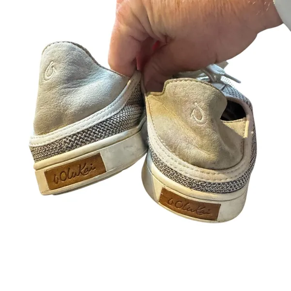OluKai Pehuea Li Shoes Womens Size 10 Gray White Knit‎ Lace Up Casual 20379-2020 - Image 7