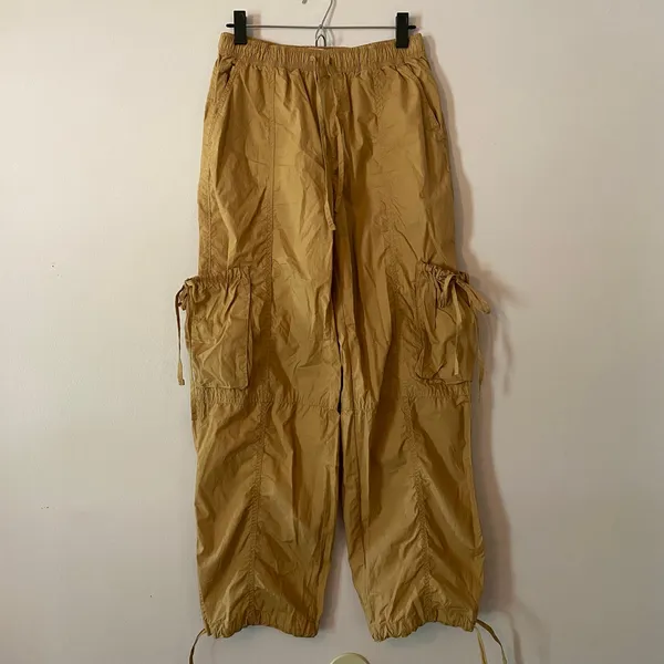 Abercrombie & Fitch Khaki Streetwear Parachute Utility Cargo Pants Baggy Small - Image 2