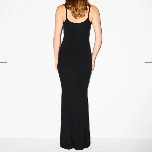 SKIMS Ribbed Soft Lounge Long Slip DressIn Onyx‎ Size Large - Image 2