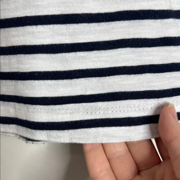 Zara Deep Navy/White Striped Short Ruffle Sleeve Boxy Cut Top/Tee size M - Image 6