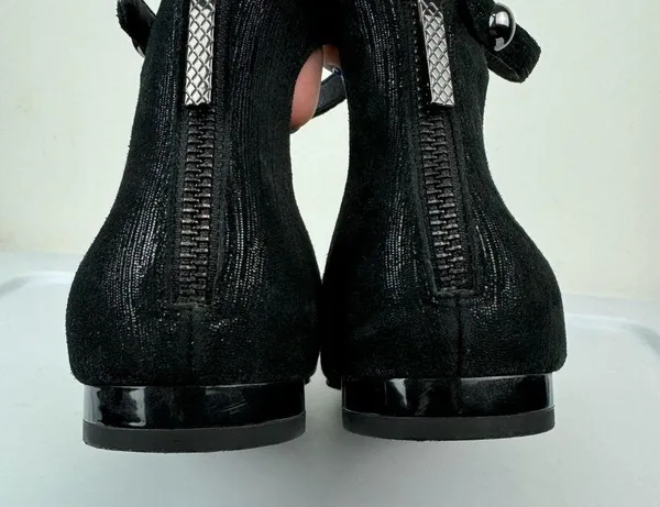 Donald Pliner Womens Strappy Pointed Toe Flats Sz 8 Black Metallic Leather - Image 15