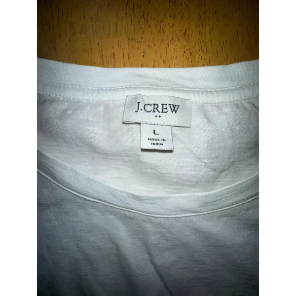 J.Crew Women's‎ Medium White Ruffle Cap Sleeve Round Neck T-Shirt Casual - Image 3