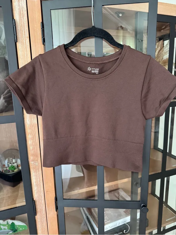 Aerie OFFLINE Sidewalk Seamless Cropped T-Shirt tee workout top short sleeve - Image 6