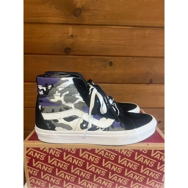 Vans Unisex sk8 hi-rise camo black/purple Womans Sz 9 - Image 2
