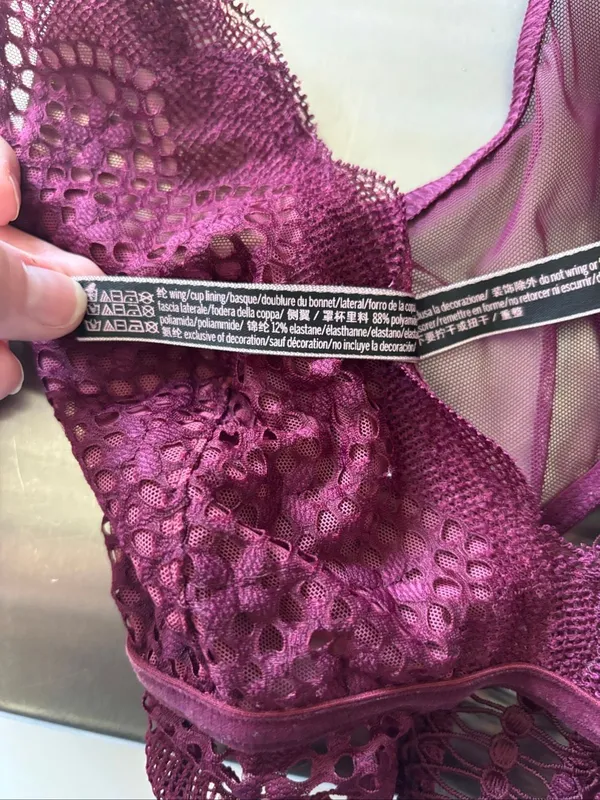 Victoria’s Secret Lace Racerback Bralette Womens Large Burgundy - Image 3
