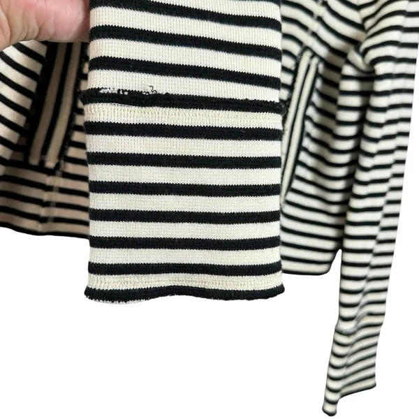 Free People Striped Knit Blazer Jacket M Black White Nautical Y2K Inspired - Image 10