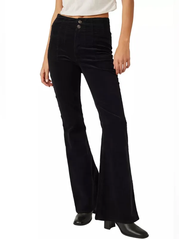 We The Free Jayde Corduroy Flare Stretch Pant - Black - Size: 28 - Image 6