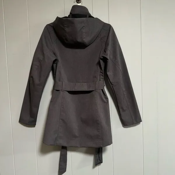 COLUMBIA Take to the Streets II Trench Coat Tie Waist Hood Gray Size Small - Image 2