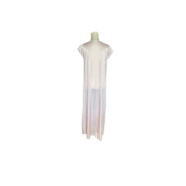 Vintage Lorraine Peignoir Set | Blush Pink Satin Nightgown & Robe | 1980s Embroi - Image 5