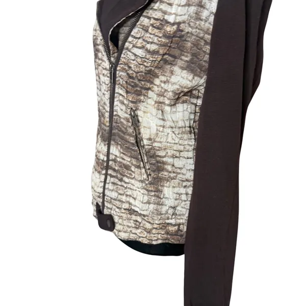 Alberto Makali Moto‎ Biker Jacket Size S Brown Brick Zip Crinkled Statement - Image 5