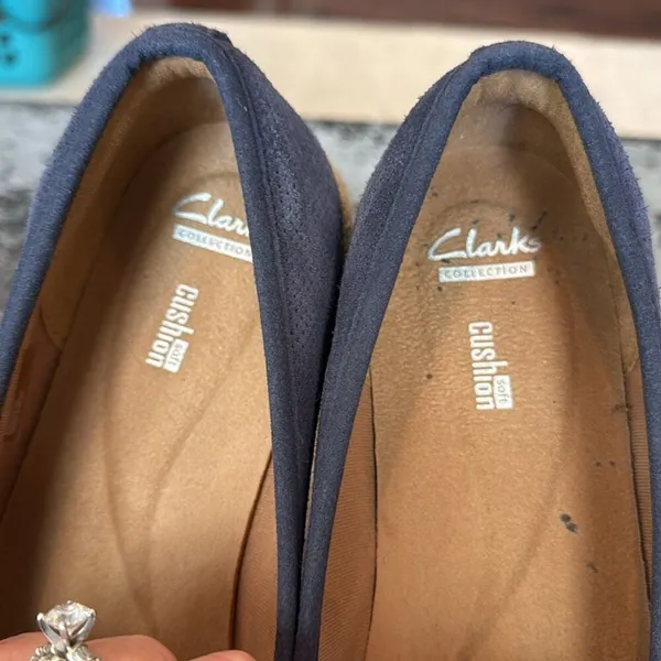 Clarks Blue Leather Espadrille Slip On Shoes Size 10 - Image 8
