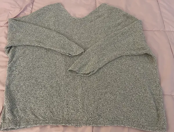 Gray Open Front Cotton Blend Speckled Cardigan Sweater, one size - Image 9