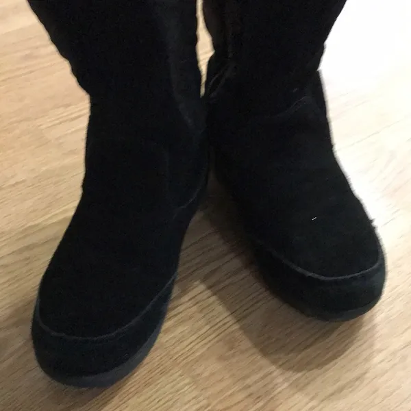 Lands’ End Tall Black Suede Faux Fur Trimmed Boots - Image 6