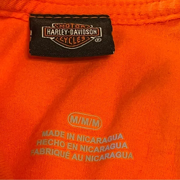 Harley Davidson Barnett El Paso Texas Women SZ Medium Orange‎ Short Sleeve Shirt - Image 4