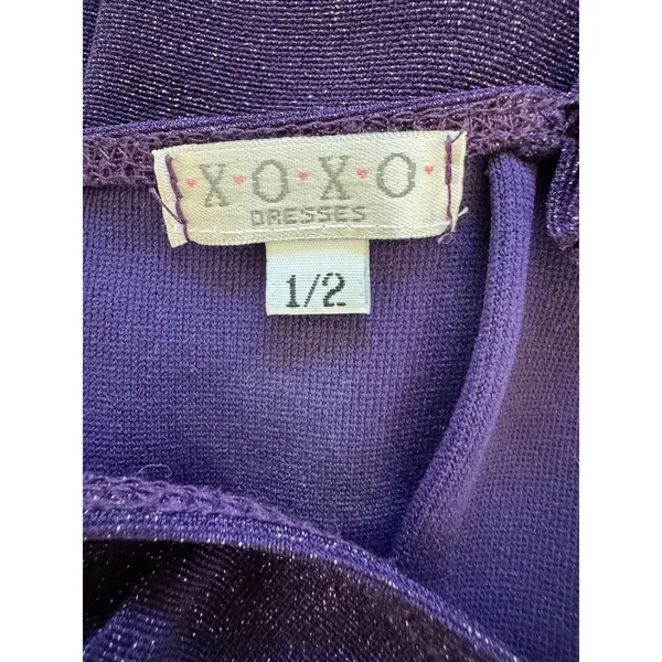 Vintage ‘90s XOXO Purple Metallic Sparkle Sleeveless Stretchy Bodycon Mini Dress - Image 8