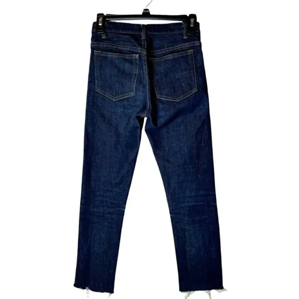 APC Jeans Women 24 Blue Dark Wash Denim Button Fly Faded‎ Straight Cropped Leg - Image 2