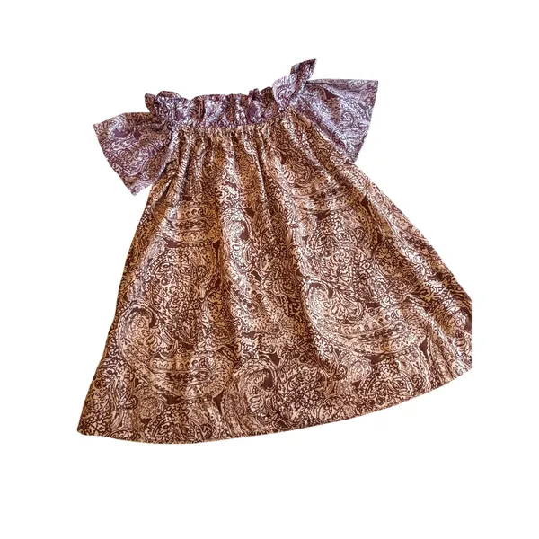 Free People Paisley Mini Dress Small Bow Sleeve Off Shoulder Cotton Pockets Boho - Image 6