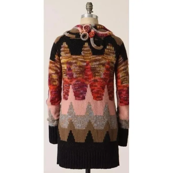 Anthropologie SLEEPING ON SNOW Loops & Angles Cardigan Sweater Wool Small - Image 6