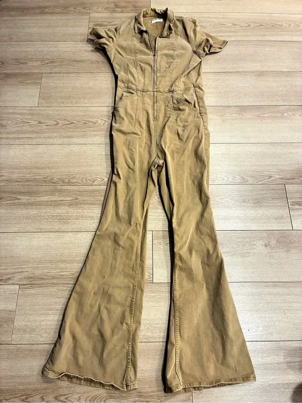 We The Free People Women’s Jayde Flare Jumpsuit Tan Size XL - Image 3