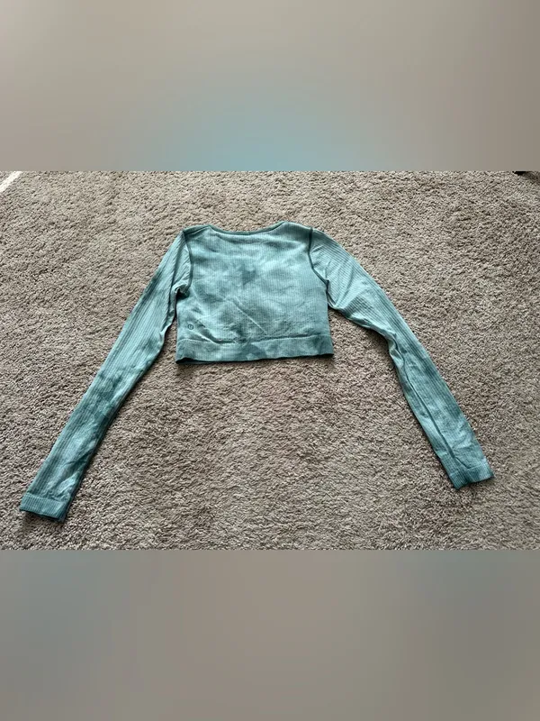 Lululemon Ebb to Street Long Sleeve Shirt Marble Dye Tidewater Teal Size 6 - Image 3