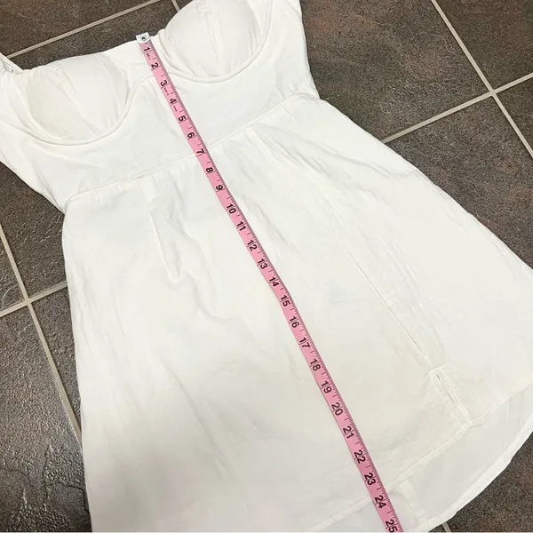 Here Comes the Sun NEW Norma Puff Sleeve Cutout Back Mini Dress White NWT - Image 13