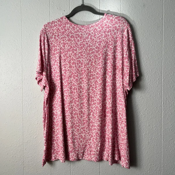Old Navy Luxe Floral Pink V-Neck Short Sleeve Top Womens XXL Casual Wear Stretch - Image 6