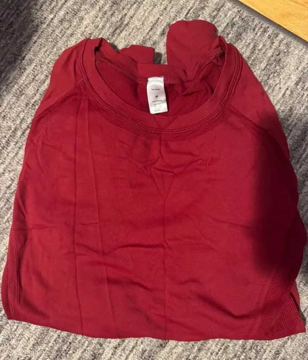 Maroon Long Sleeve Athletic Top Red Size M - Image 2