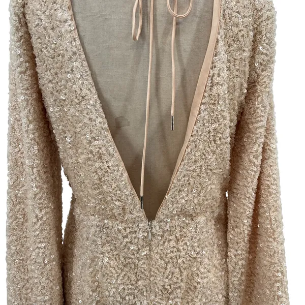 Michael Costello‎ x Revolve Valerie Dress Mini Long Sleeve Sequin Ivory Medium - Image 10