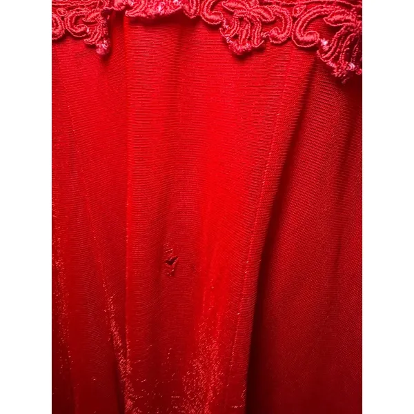 Vintage Molly Malloy Evening Red Glitter Lace Empire Waist Cocktail Dress Womens - Image 3