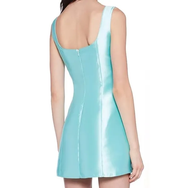 CURRENT MOOD Dolls Kill Pixie Stardust Satin Bow Straps Aqua Mini Dress Size S - Image 4