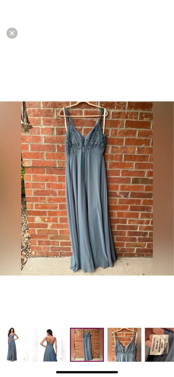 Azazie Lennon Dusty Blue Chiffon Dress - Image 5