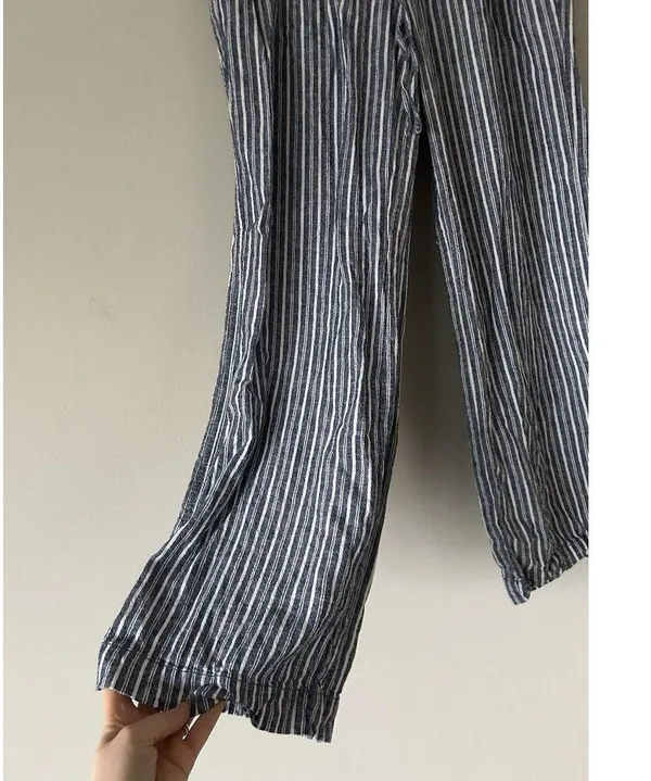 Briggs Linen Blend Striped Wide Leg Pants Size Medium Coastal Beachy Boho - Image 4