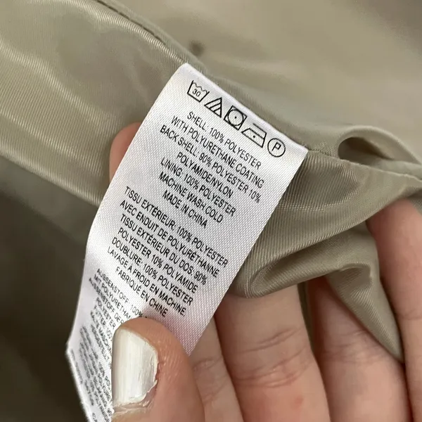 French Connection tan trench coat women's size S full length pockets small marks - Image 4