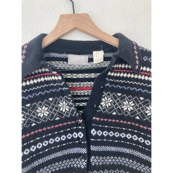 Vintage 90's Esprit Fair Isle Wool Cotton Nordic Indie Grandmacore Sweater Small - Image 3