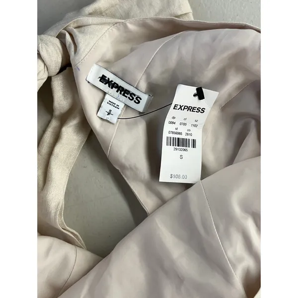 NWT Express Sz S Beige Tiered Ruffle Tie Back Sleeveless Maxi Summer Sun Dress - Image 6
