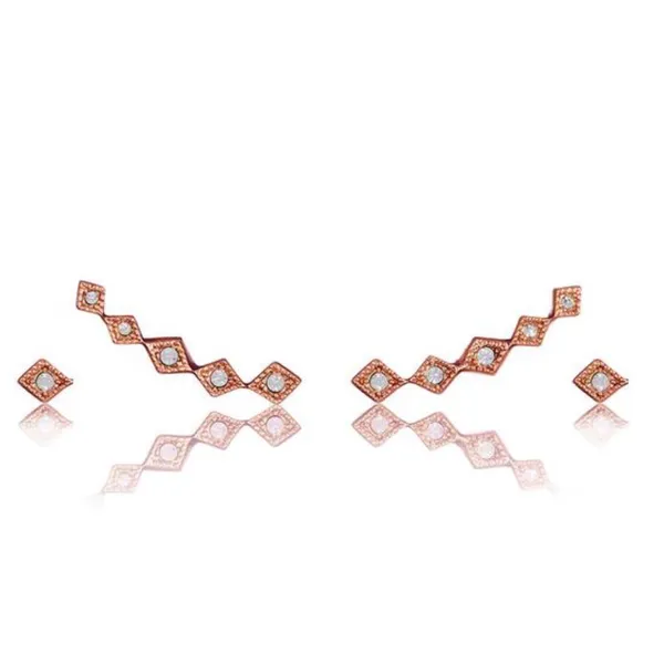 LUV AJ Rose Gold Climbing Ear Crawler Stud Earring Black - Image 4