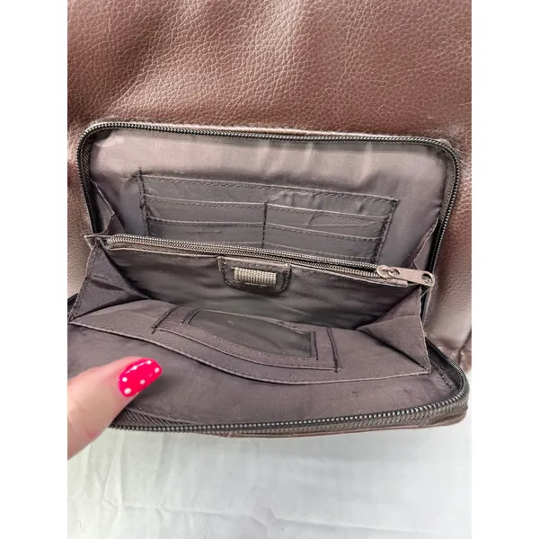 Cherokee Brown Leather Shoulder Bag Multi Pocket Organizer Purse Handbag - Image 4