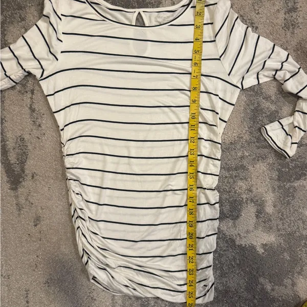 Motherhood Black and White Striped 3/4 Sleeve Top - Image 6