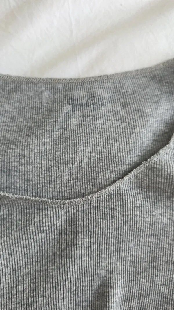 Grey Brandy Melville Long Sleeve Ribbed Crop - Image 2