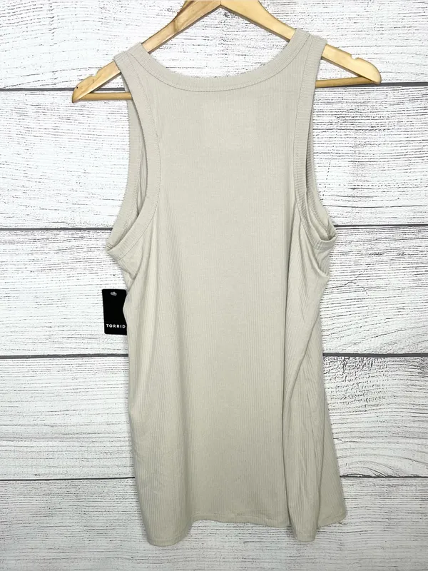 NWT Torrid Super Soft Ribbed High Neck Sleeveless Tank Top Size 2X Cream Gray - Image 7
