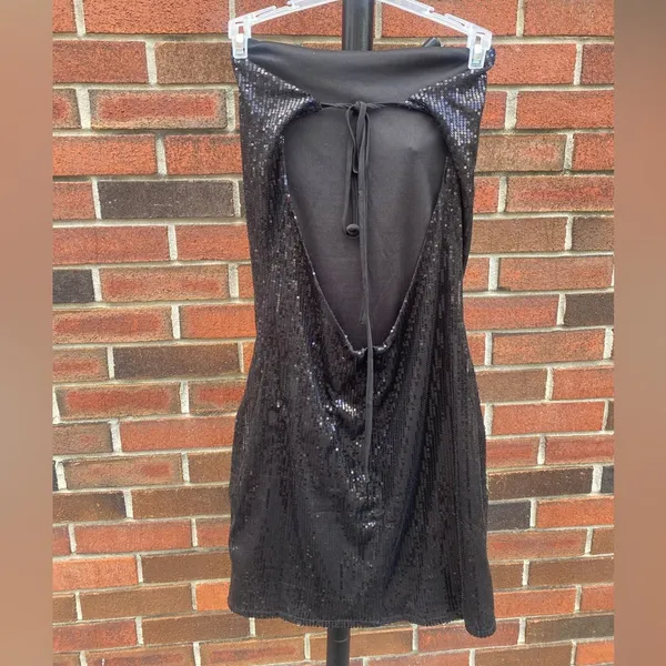 Lioness Black Sequins Strapless Mini Dress - Image 2