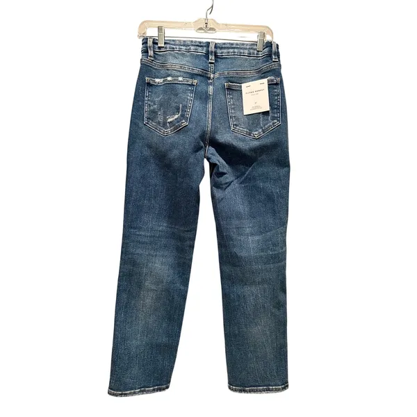 NWT Flying Monkey Stunned Straight Leg Jeans Size 27 Distressed Dark‎ Wash - Image 3