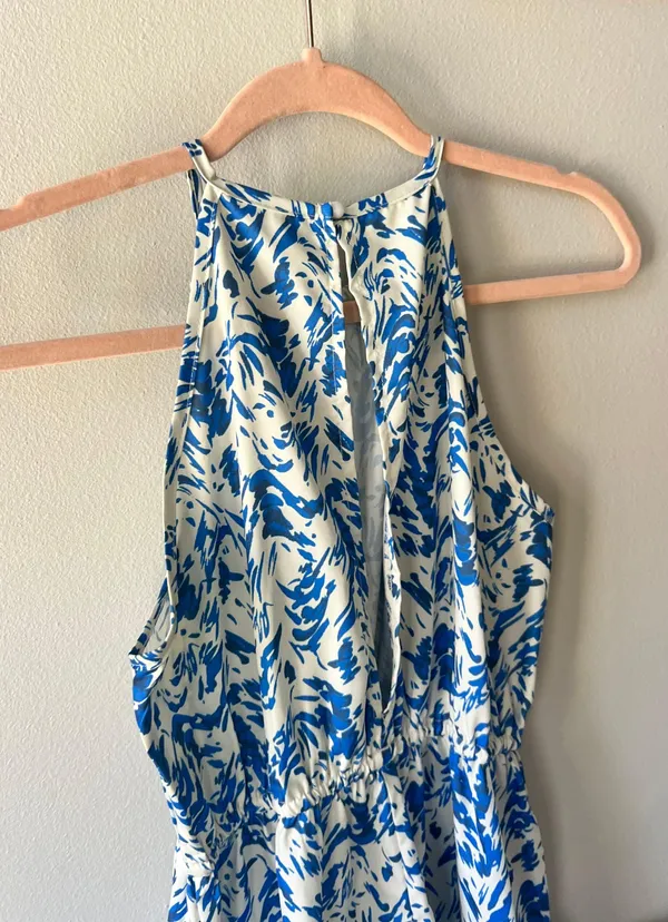Blue Allover Print Halter Neck Romper Size Small/4 - Image 16