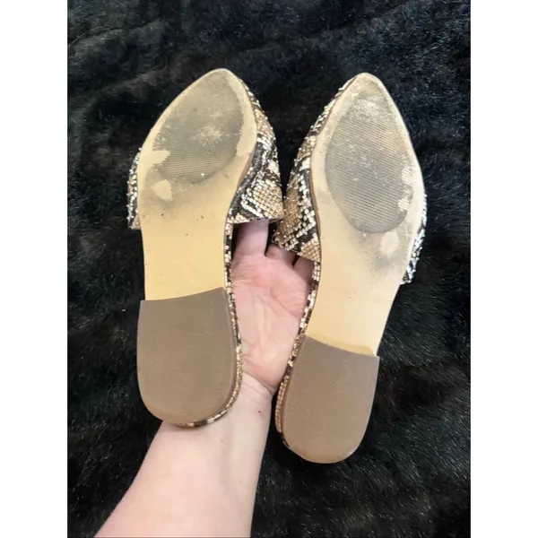 STEVE MADDEN Ally Snake Embossed Studded Mules Tan Womens 10 - Image 5