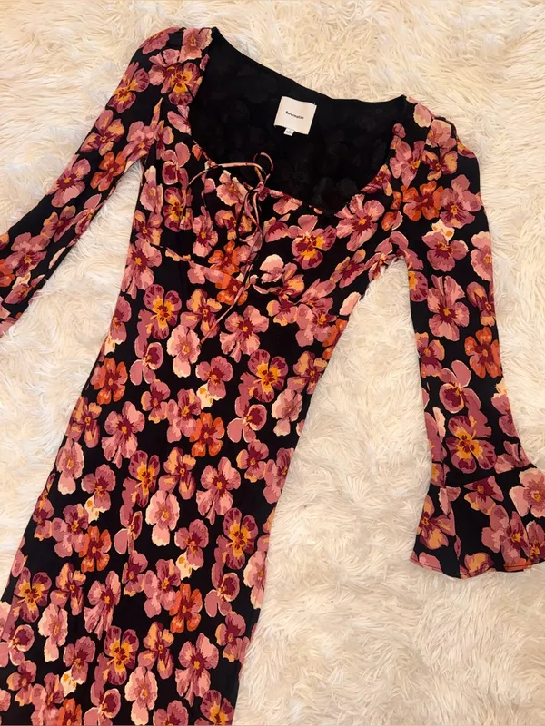 NEW Reformation Kiley Floral Print Long sleeve Midi Dress sz 8 - Image 6
